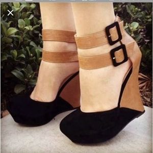 Block Straps Wedge Heels Women size 8½
